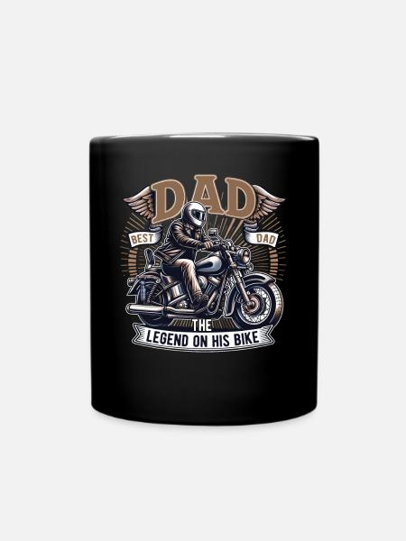 Vatertag Dad the Legend on his bike Papa Vater - Tasse einfarbig - Schwarz