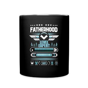 Vatertag Fatherhood Level Expert Papa Gamer Vater - Tasse einfarbig - Schwarz - Vorne