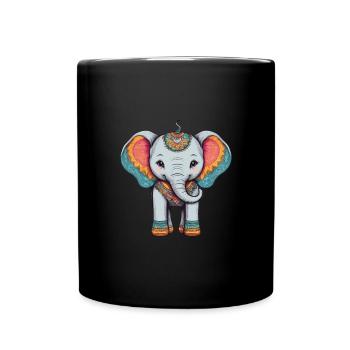 Elephant Colorful Cute Elephant Baby Mandala Hindi - Full Colour Mug - black - Front