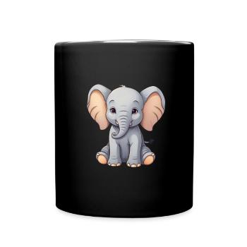 Elefant Bunt Süßes Elefanten Baby Cartoon - Tasse einfarbig - Schwarz - Vorne