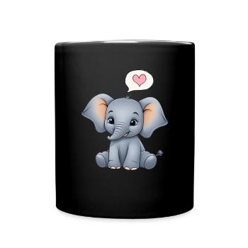 Éléphant Coloré Mignon Éléphant Bébé avec Coeur - Mug uni - noir - Devant