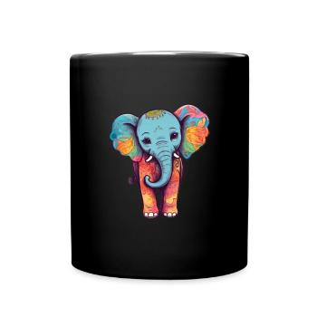 Elephant Colorful Cute Elephant Baby Mandala Hindi - Full Colour Mug - black - Front