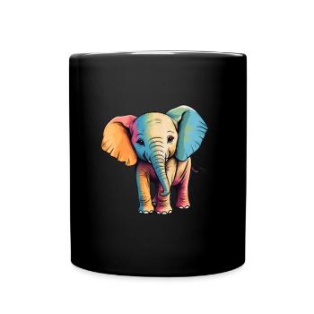 Elephant Colorful Cute Elephant Baby Mandala Hindi - Full Colour Mug - black - Front