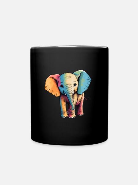 Elefant Bunt Süßes Elefanten Baby Mandala Hindi - Tasse einfarbig - Schwarz