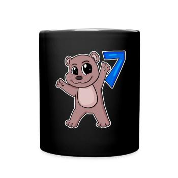 Ours motif 7e anniversaire - Sept ans - Mug uni - noir - Devant