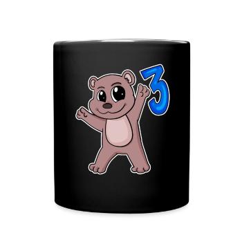 Ours motif 3e anniversaire - Trois ans - Mug uni - noir - Devant