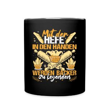 Bäcker Konditor Mit Hefe in den Händen - Tasse einfarbig - Schwarz - Vorne