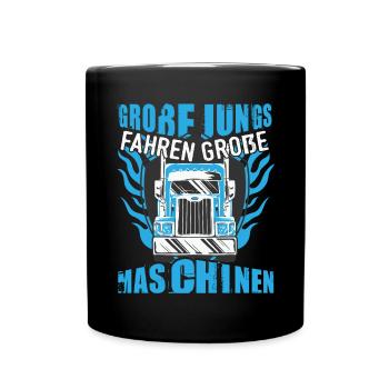 LKW-Fahrer Laster Große Jungs - Tasse einfarbig - Schwarz - Vorne