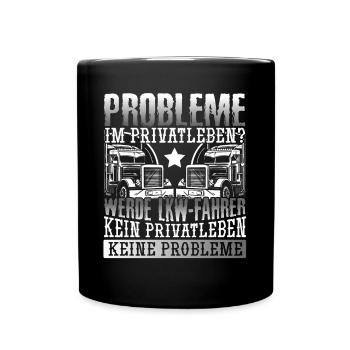 LKW Berufskraftfahrer LKW-Fahrer - Tasse einfarbig - Schwarz - Vorne