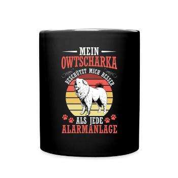 Ovcharka protects me Caucasian Ovcharka - Full Colour Mug - black - Front
