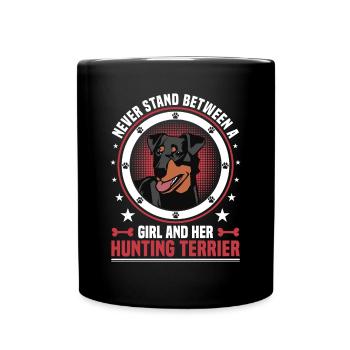 Jagdterrier Mädchen und ihr Deutscher Jagdterrier - Tasse einfarbig - Schwarz - Vorne