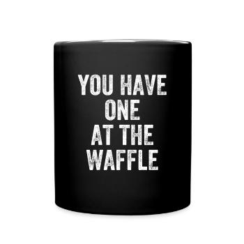Vous en avez un à la gaufre Denglish - Mug uni - noir - Devant