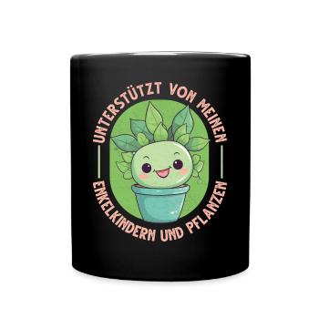 Powered by Grandchildren And Plants Design - Full Colour Mug - black - Front