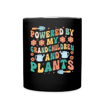 Powered by Grandchildren And Plants Design - Full Colour Mug - black - Front