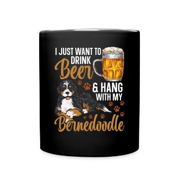 Bernedoodle Hund - Tasse einfarbig - Schwarz - Vorne