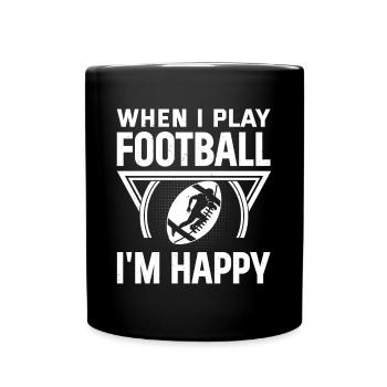 You can't buy happiness but you can play Football - Tasse einfarbig - Schwarz - Vorne
