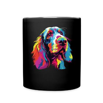 Wasserfarben Farbenfroher Petit Basset Griffon - Tasse einfarbig - Schwarz - Vorne