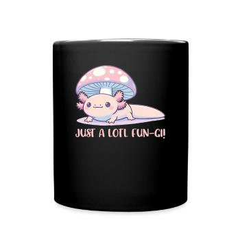 Süßes Cottage Core Axolotl Mit Pilz Wortspiel - Tasse einfarbig - Schwarz - Vorne