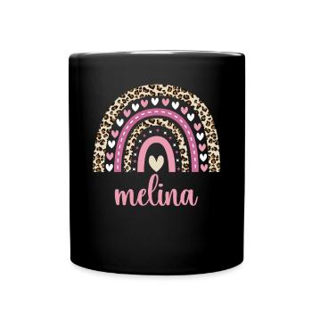 Melina Regenbogen Name Geburtstag Melina - Tasse einfarbig - Schwarz - Vorne