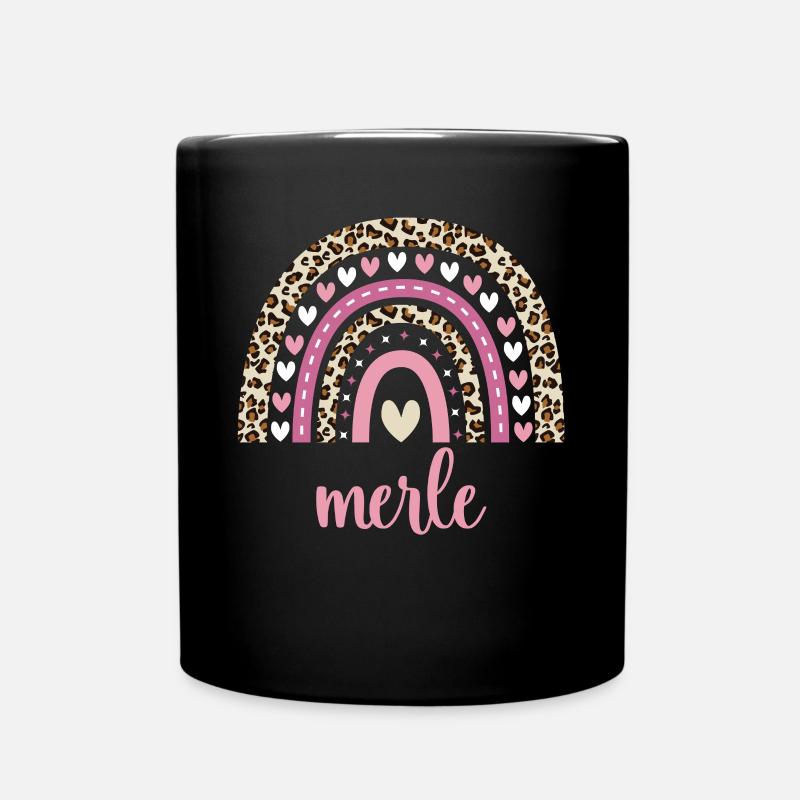 Merle Regenbogen Name Geburtstag Merle - Tasse einfarbig - Schwarz
