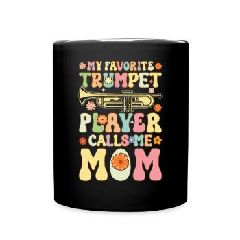 Mère trompettiste féminine - Mug uni - noir - Devant