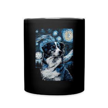 Australischer Hirte Starry Night - Tasse einfarbig - Schwarz - Vorne
