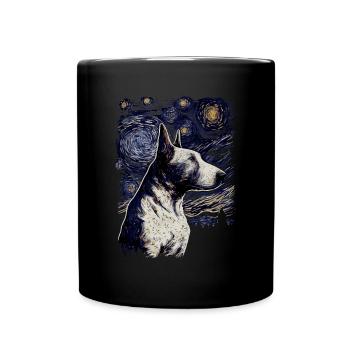 Bullterrier Starry Night - Tasse einfarbig - Schwarz - Vorne