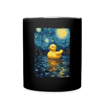 Canard en caoutchouc Nuit étoilée - Mug uni - noir - Devant