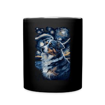 Australischer Hirte Starry Night - Tasse einfarbig - Schwarz - Vorne
