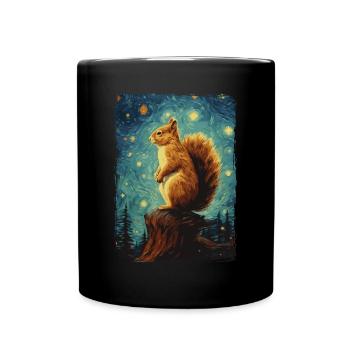 Squirrel Starry Night - Full Colour Mug - black - Front