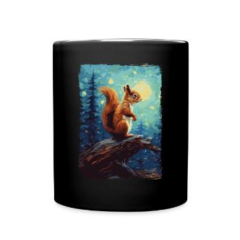 Squirrel Starry Night - Full Colour Mug - black - Front