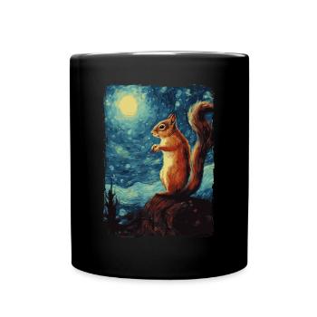 Squirrel Starry Night - Full Colour Mug - black - Front