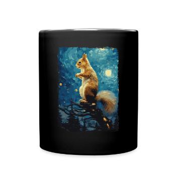 Squirrel Starry Night - Full Colour Mug - black - Front