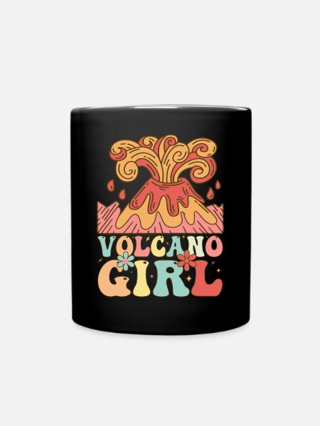 Groovy Volcanoes Weibliche Vulkanliebhaberin Geolo - Tasse einfarbig - Schwarz
