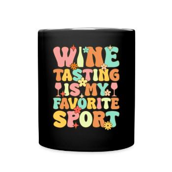 Groovy Wine Drinking - Full Colour Mug - black - Front