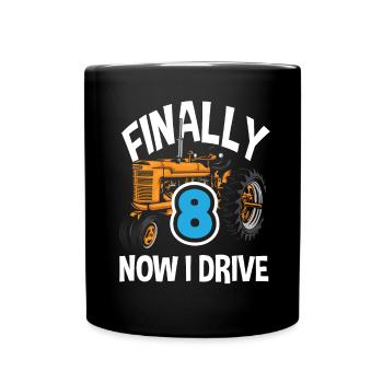 8th Birthday Tractor 8 Year Birthday Shirt - Full Colour Mug - black - Front