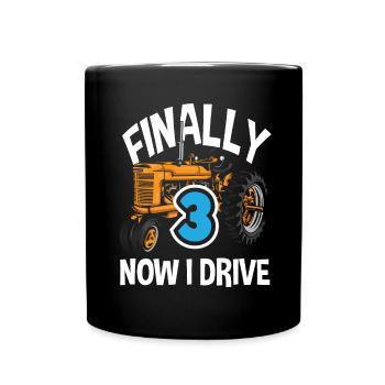 3ème anniversaire tracteur 3 ans anniversaire chemise - Mug uni - noir - Devant