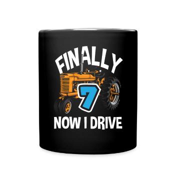 7e anniversaire tracteur 7 ans chemise d’anniversaire - Mug uni - noir - Devant