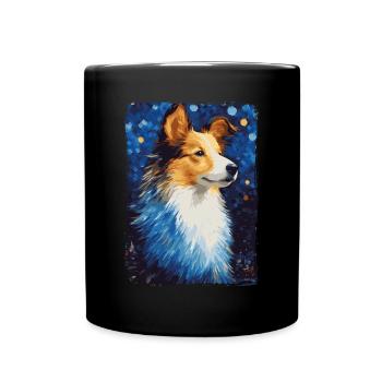 Shetland Shepherd Starry Night - Full Colour Mug - black - Front