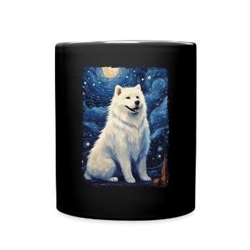 Samoyed Starry Night - Tasse einfarbig - Schwarz - Vorne