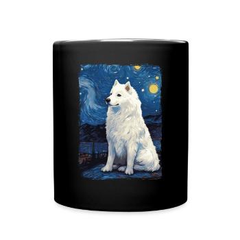 Samoyed Starry Night - Full Colour Mug - black - Front