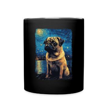 Pug Starry Night - Full Colour Mug - black - Front