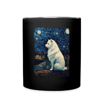 Samoyed Starry Night - Tasse einfarbig - Schwarz - Vorne