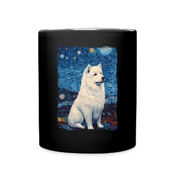 Samoyed Starry Night - Tasse einfarbig - Schwarz - Vorne