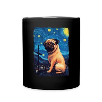 Pug Starry Night - Full Colour Mug - black - Front