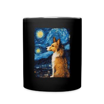 Shetland Shepherd Starry Night - Full Colour Mug - black - Front