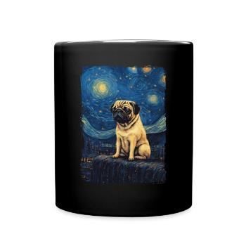 Pug Starry Night - Full Colour Mug - black - Front