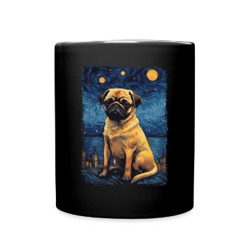 Pug Starry Night - Full Colour Mug - black - Front