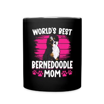 Bernedoodle Hund - Tasse einfarbig - Schwarz - Vorne