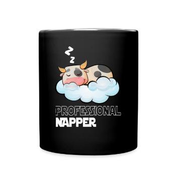 Professinonal Napper Cow Sleeping Late Riser - Full Colour Mug - black - Front